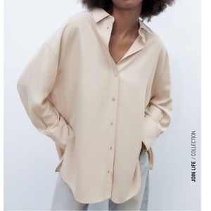 Zara cream soft oversized shirt